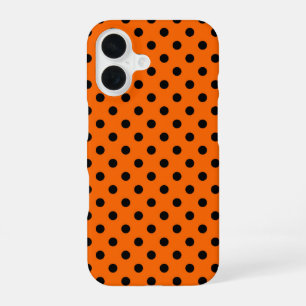 Coque iPhone 16 Pois orange et noir