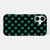 Coque iPhone 16 Pois vert et noir (Verso Horizontal)