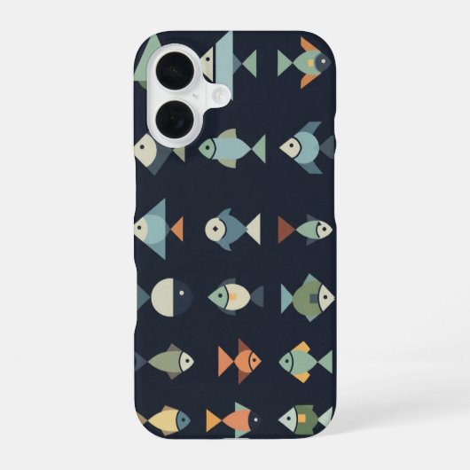 Coque iPhone 16 Poisson Géométrique Rétro (Verso)