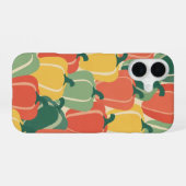 Coque iPhone 16 Poivrons stylisés vintage (Verso Horizontal)