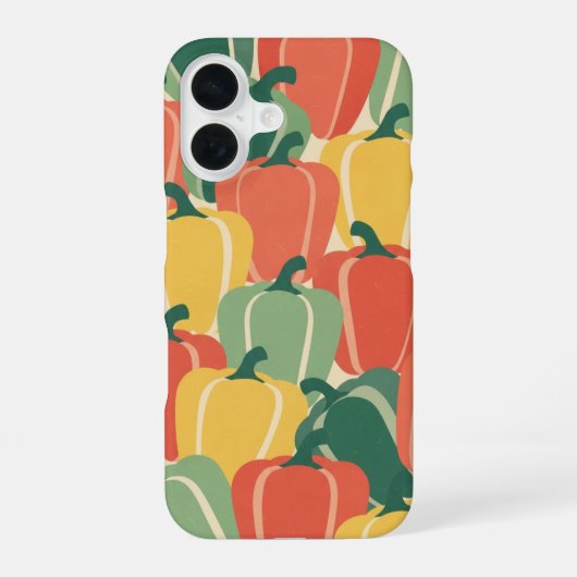 Coque iPhone 16 Poivrons stylisés vintage (Verso)
