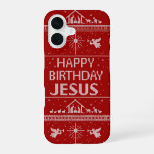 Coque iPhone 16 Polo de Noël laid Happy Birthday Jésus Joyeux