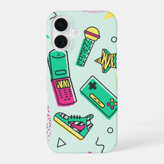Coque iPhone 16 Pop Tech Rétro Y2K Memphis (Verso)
