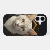Coque iPhone 16 Portrait de chat Kintsugi avec des lignes dorées c (Verso Horizontal)