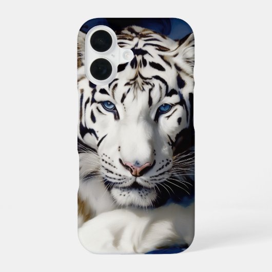 Coque iPhone 16 Portrait de Tigre Blanc (Verso)