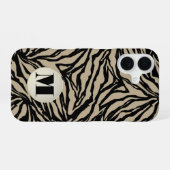 Coque iPhone 16 Poster de animal beige monogramme (Verso Horizontal)