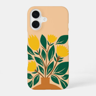 Coque iPhone 16 Pot floral dessin à la main