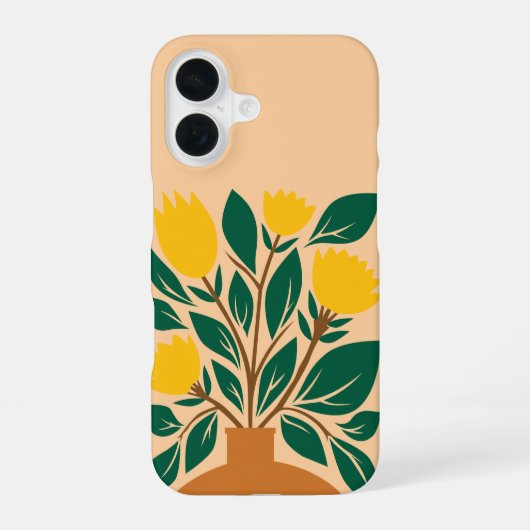 Coque iPhone 16 Pot floral dessin à la main (Verso)