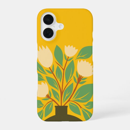 Coque iPhone 16 Pot floral dessin à la main (Verso)