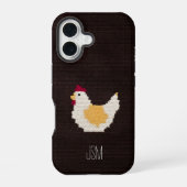 Coque iPhone 16 Poulet au Crochet Mignon Monogramme Initiales Pers (Verso)