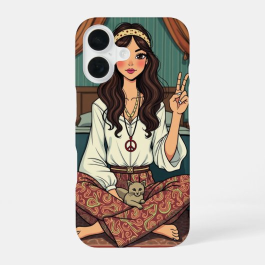 Coque iPhone 16 Poulette Hippie (Verso)