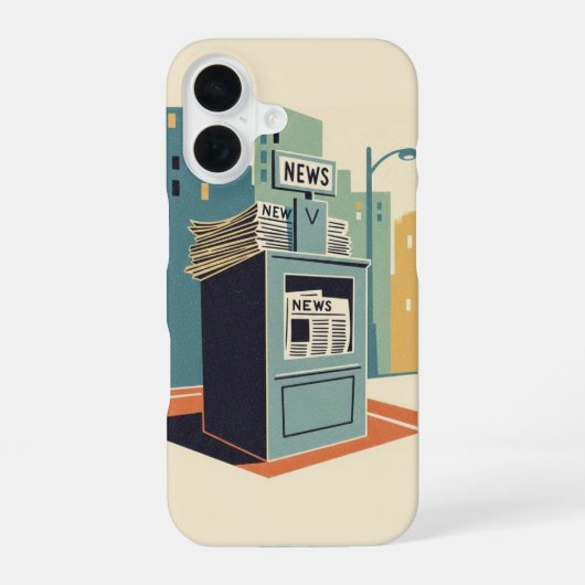 Coque iPhone 16 Présentoir de journaux vintage (Verso)