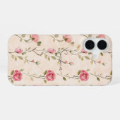Coque iPhone 16 Pretty Pink Cream Roses Floral (Verso Horizontal)