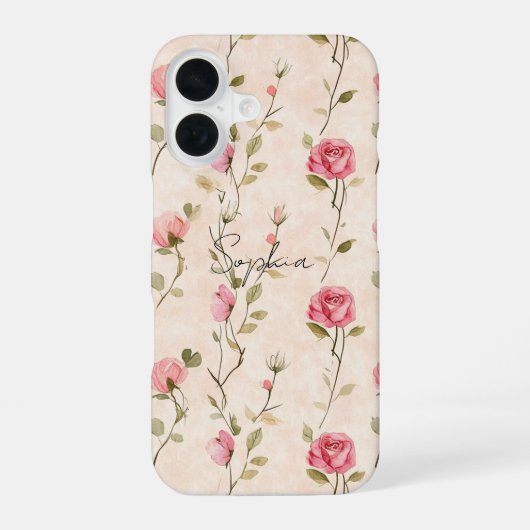 Coque iPhone 16 Pretty Pink Cream Roses Floral (Verso)