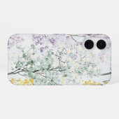 Coque iPhone 16 Pretty Purple Lavender Green Yellow Flowers (Verso Horizontal)