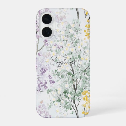 Coque iPhone 16 Pretty Purple Lavender Green Yellow Flowers (Verso)