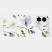 Coque iPhone 16 Pretty Purple Yellow Flowers (Verso Horizontal)