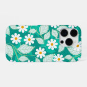 Coque iPhone 16 Pro A seamless floral pattern features white daisies (Verso Horizontal)