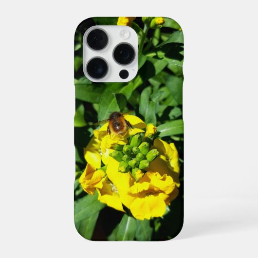 Coque iPhone 16 Pro Abeille sur Fleurs Jaunes (Verso)