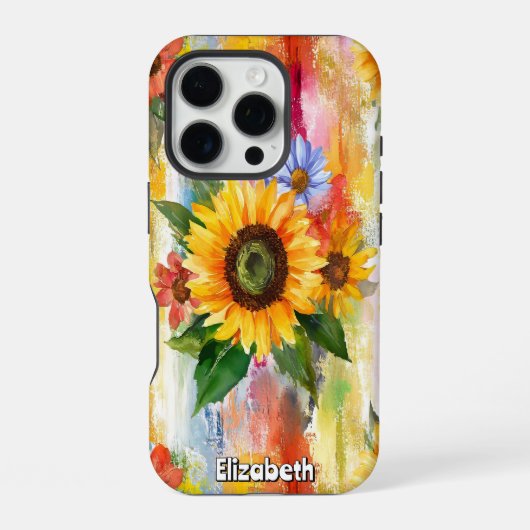 Coque iPhone 16 Pro Abstrait floral vibrant (Verso)