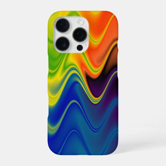 Coque iPhone 16 Pro Abstrait Multicolore Ondulé (Verso)