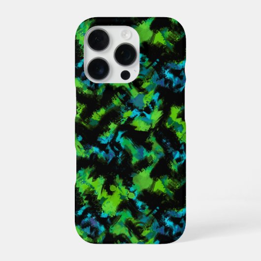 Coque iPhone 16 Pro Abstrait noir et vert (Verso)