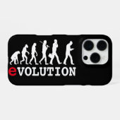 Coque iPhone 16 Pro Accro au smartphone évolution drôle (Verso Horizontal)