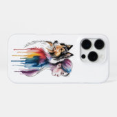 Coque iPhone 16 Pro Acuarela Canina Sheltie - Femenina (Verso Horizontal)