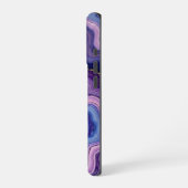 Coque iPhone 16 Pro Agate Violet Ondulée avec Paillettes d'Or (Côté gauche)