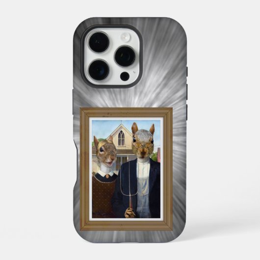 Coque iPhone 16 Pro American Squirrel Gothic - drôle (Verso)