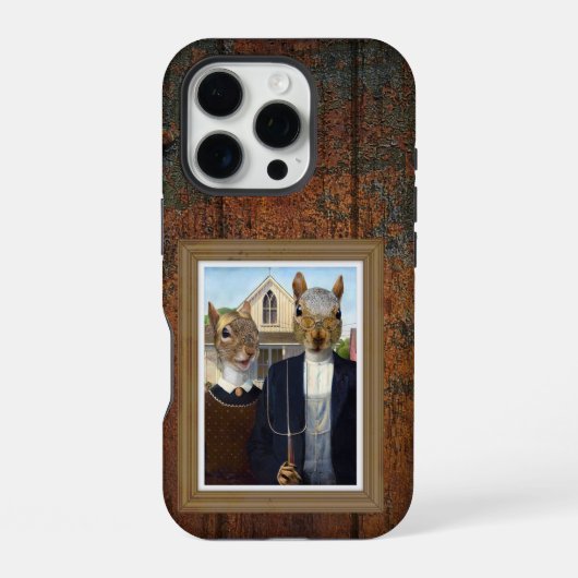 Coque iPhone 16 Pro American Squirrel Gothic - drôle (Verso)