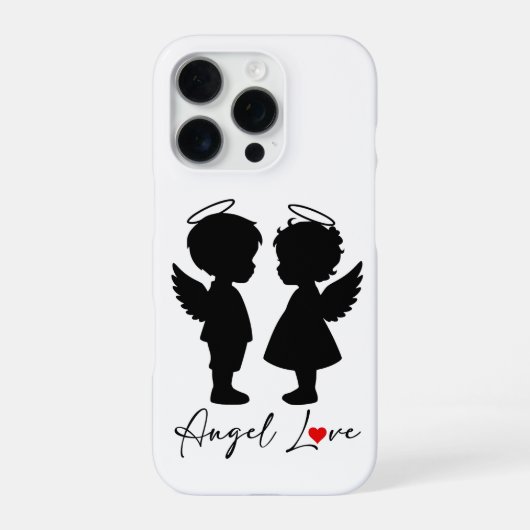 Coque iPhone 16 Pro Amour Ange – Conception de Couple d'Anges Mignons (Verso)