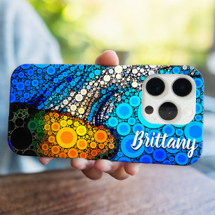 Coque iPhone 16 Pro Amusant bleu océan orange marine méduse nom de scr