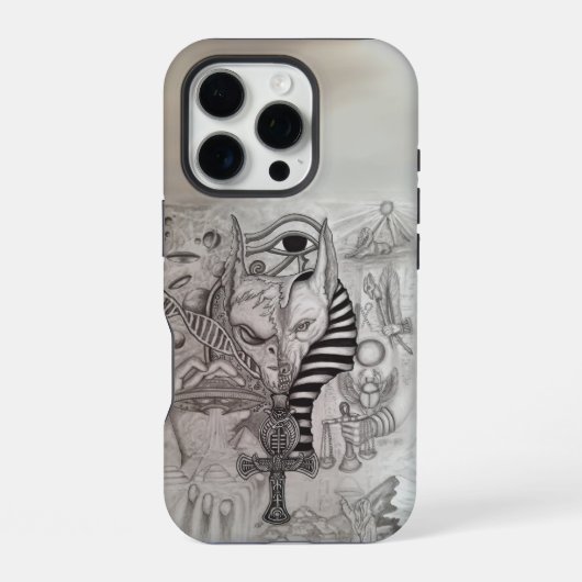 Coque iPhone 16 Pro Anciens Aliens, Anubis (Verso)
