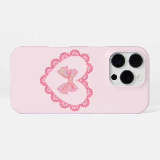 Coque iPhone 16 Pro Appareil téléphonique esthétique Pretty Pink Bow H (Verso Horizontal)