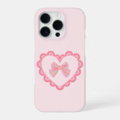 Coque iPhone 16 Pro Appareil téléphonique esthétique Pretty Pink Bow H (Verso)