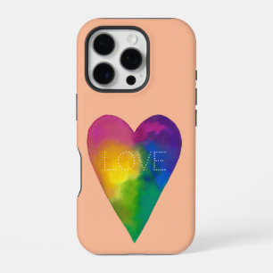 Coque iPhone 16 Pro Aquarelle "AMOUR" Coeur