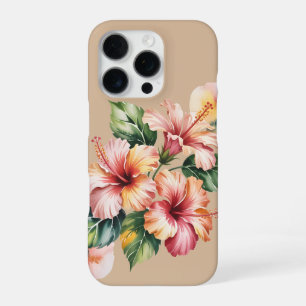 Coque iPhone 16 Pro Aquarelle d'hibiscus pastel
