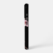 Coque iPhone 16 Pro Aquarelle rose cerisier noir Monogramme en fleurs (Côté gauche)
