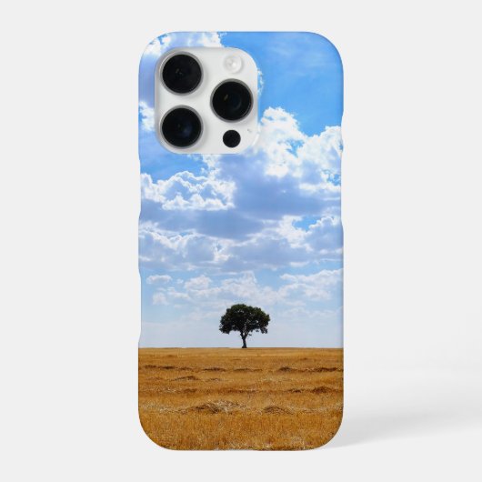 Coque iPhone 16 Pro Arbre dans un champ de blé récolté (Verso)