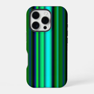 Coque iPhone 16 Pro Arc-en-ciel rayures bleu vert