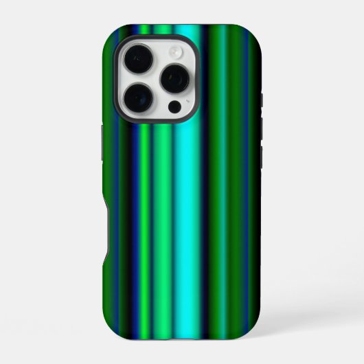Coque iPhone 16 Pro Arc-en-ciel rayures bleu vert (Verso)