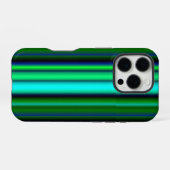 Coque iPhone 16 Pro Arc-en-ciel rayures bleu vert (Verso Horizontal)