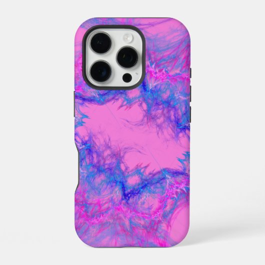 Coque iPhone 16 Pro art abstrait rose et bleu (Verso)