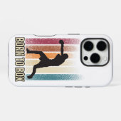 Coque iPhone 16 Pro Art de boxe rétro "Né pour boxer" (Verso Horizontal)