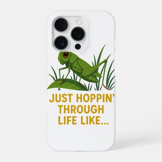 Coque iPhone 16 Pro "Art de sauterelle drôle juste en train de sauter" (Verso)