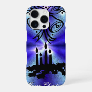 Coque iPhone 16 Pro Avent, magie de Noël sur bleu