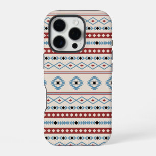 Coque iPhone 16 Pro Aztec Blue Red Black Cream Mixte Motifs Motif