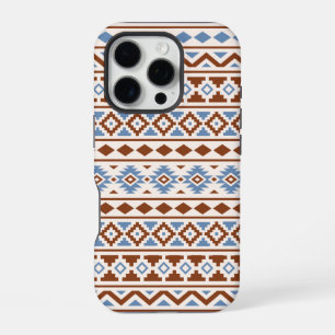 Coque iPhone 16 Pro Aztec Essence Motif II Crème bleu rouille