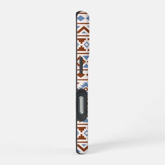 Coque iPhone 16 Pro Aztec Essence Motif II Crème bleu rouille (Côté droit)